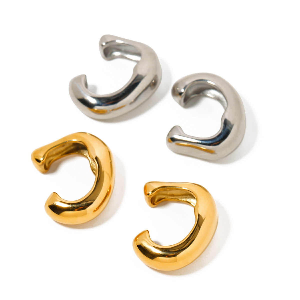 18K Gold Trendy Huggie Ear Cuffs