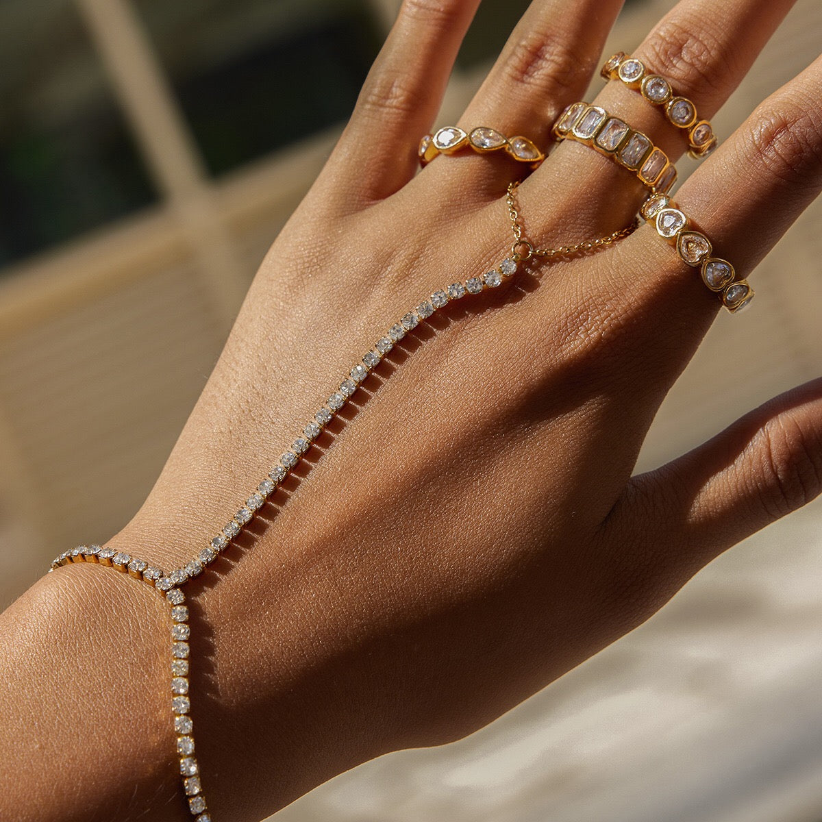 18K Gold Extra Shine Heart Eternity Tennis Ring