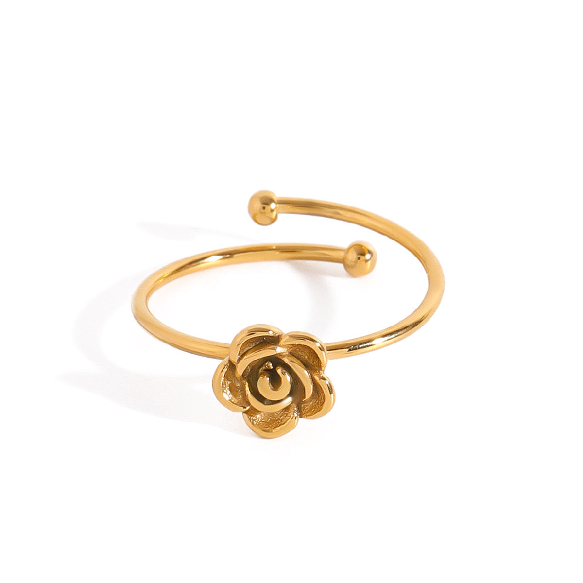 18K Gold Dainty Rose Ring