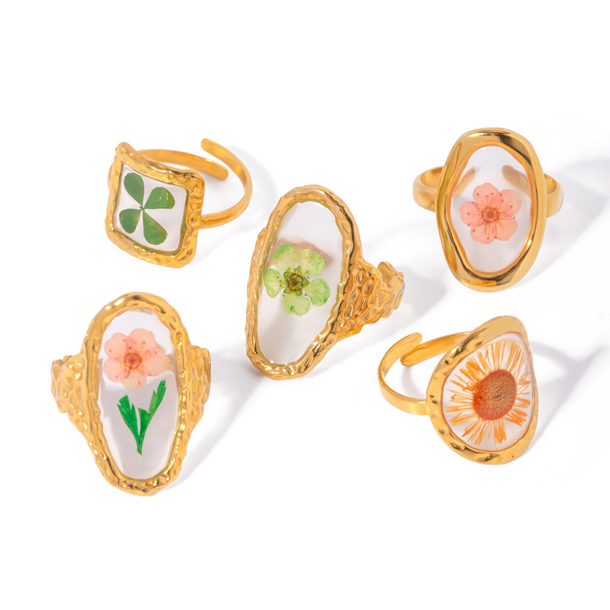 18K Gold Jelly Flower Statement Ring