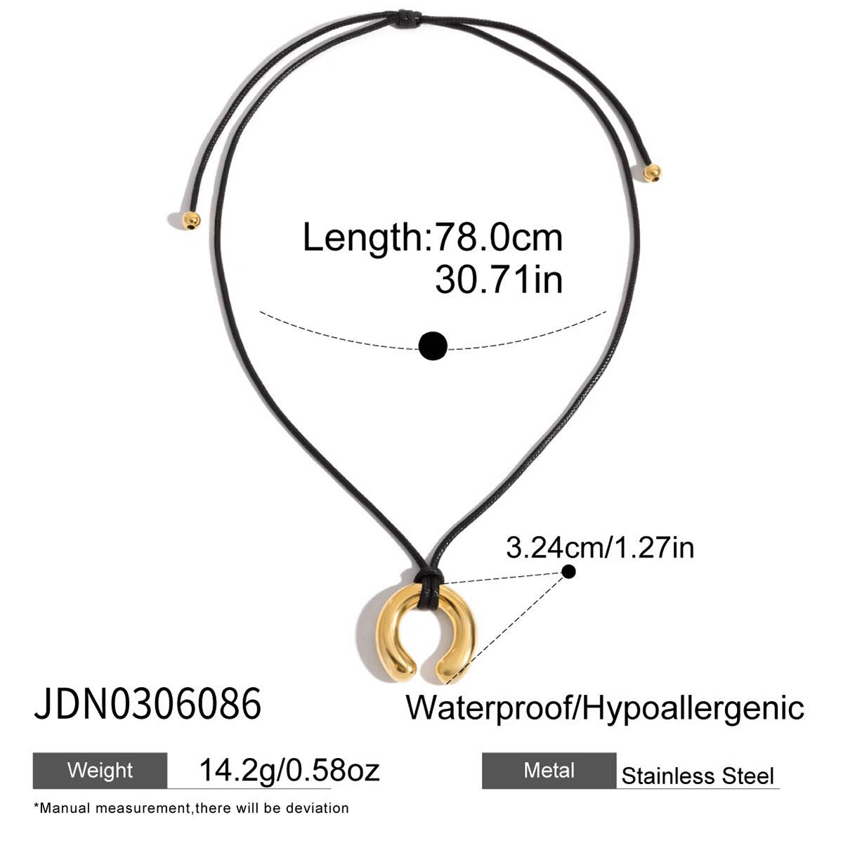 18K Gold Horseshoe Pendant Statement Extra Long Necklace