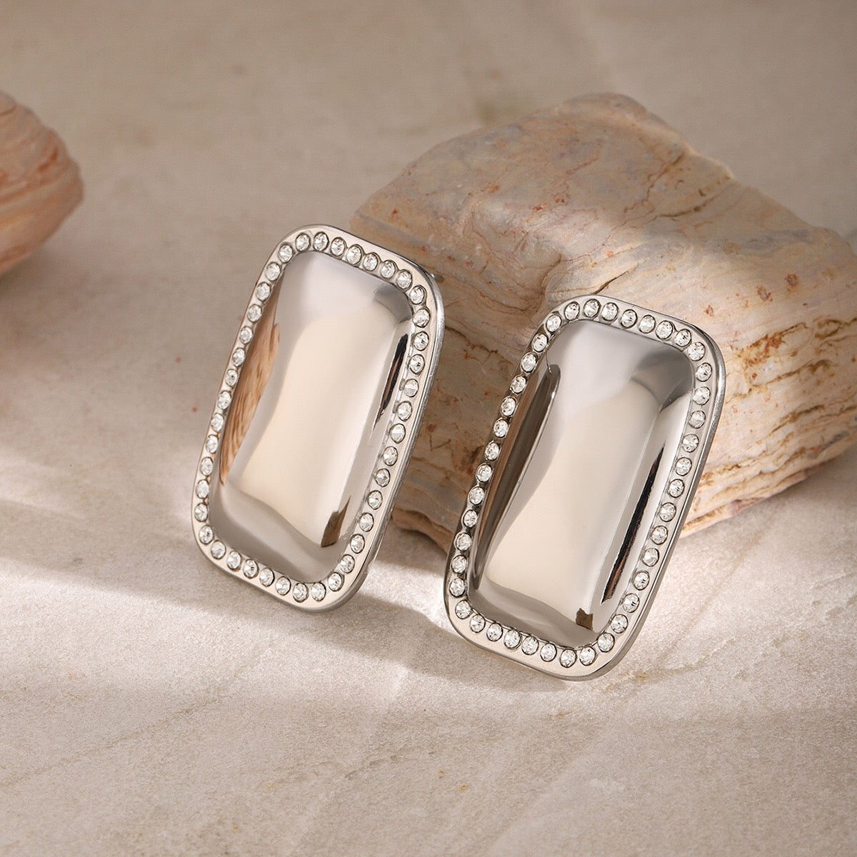 18K Gold Bling Plate Statement Stud Earrings