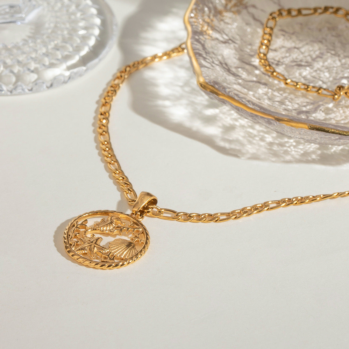 18K Gold Ocean Mythology Pendant Necklace