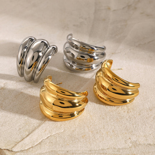 18K Gold Banana Statement Stud Earrings