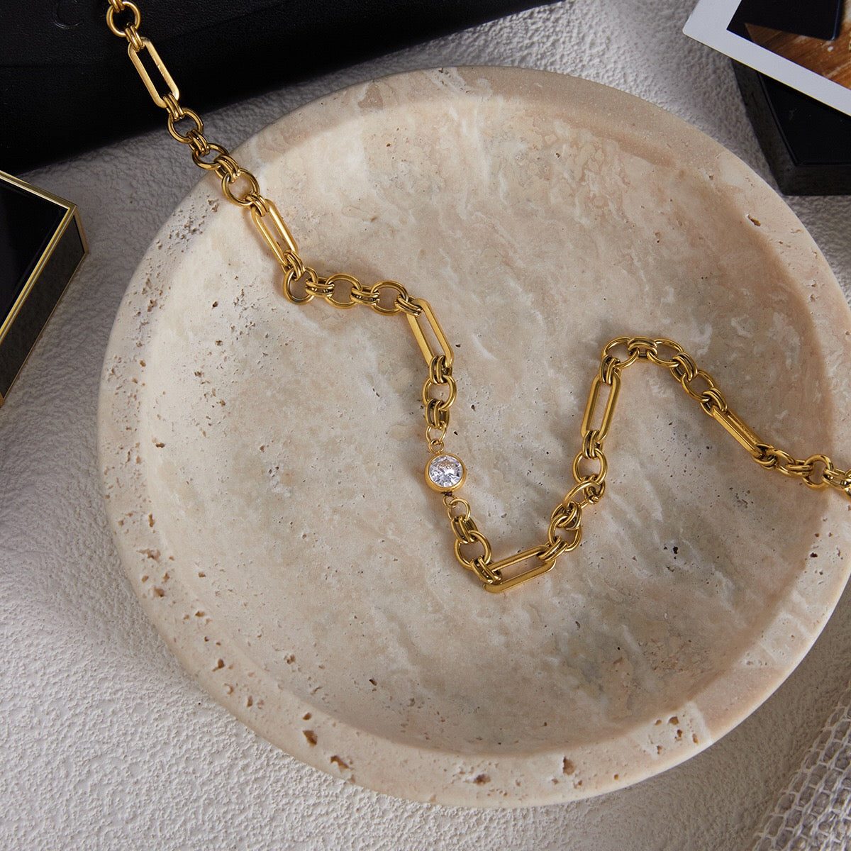 18K Gold One and Only Paperclip Circle Chain Long Necklace