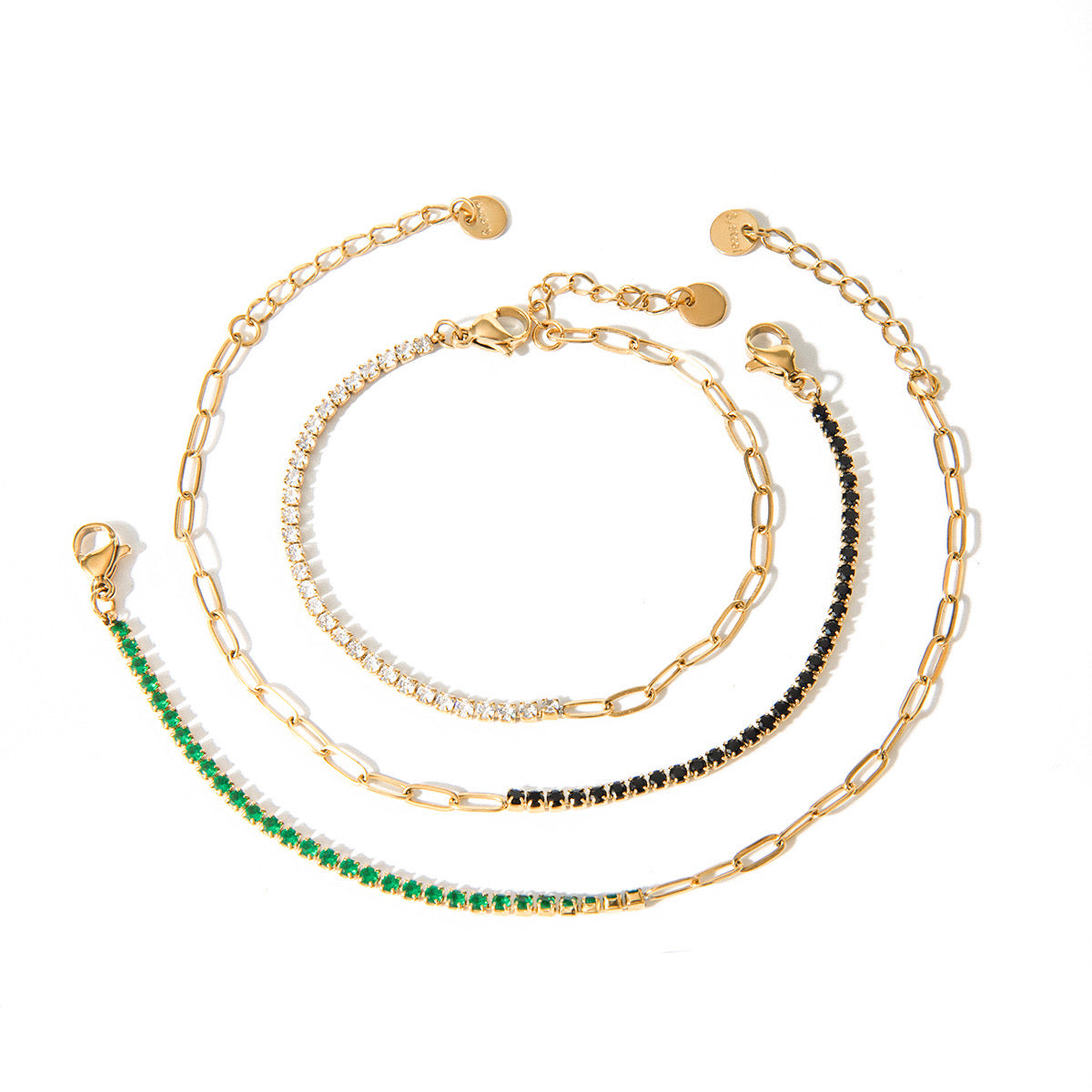 18K Gold Bling Tennis Paperclip Chain Bracelet