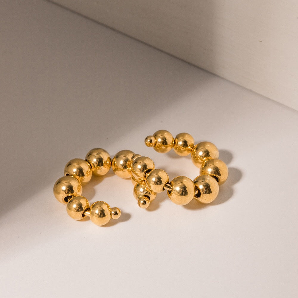 18K Gold Classic Beaded Ear Cuffs