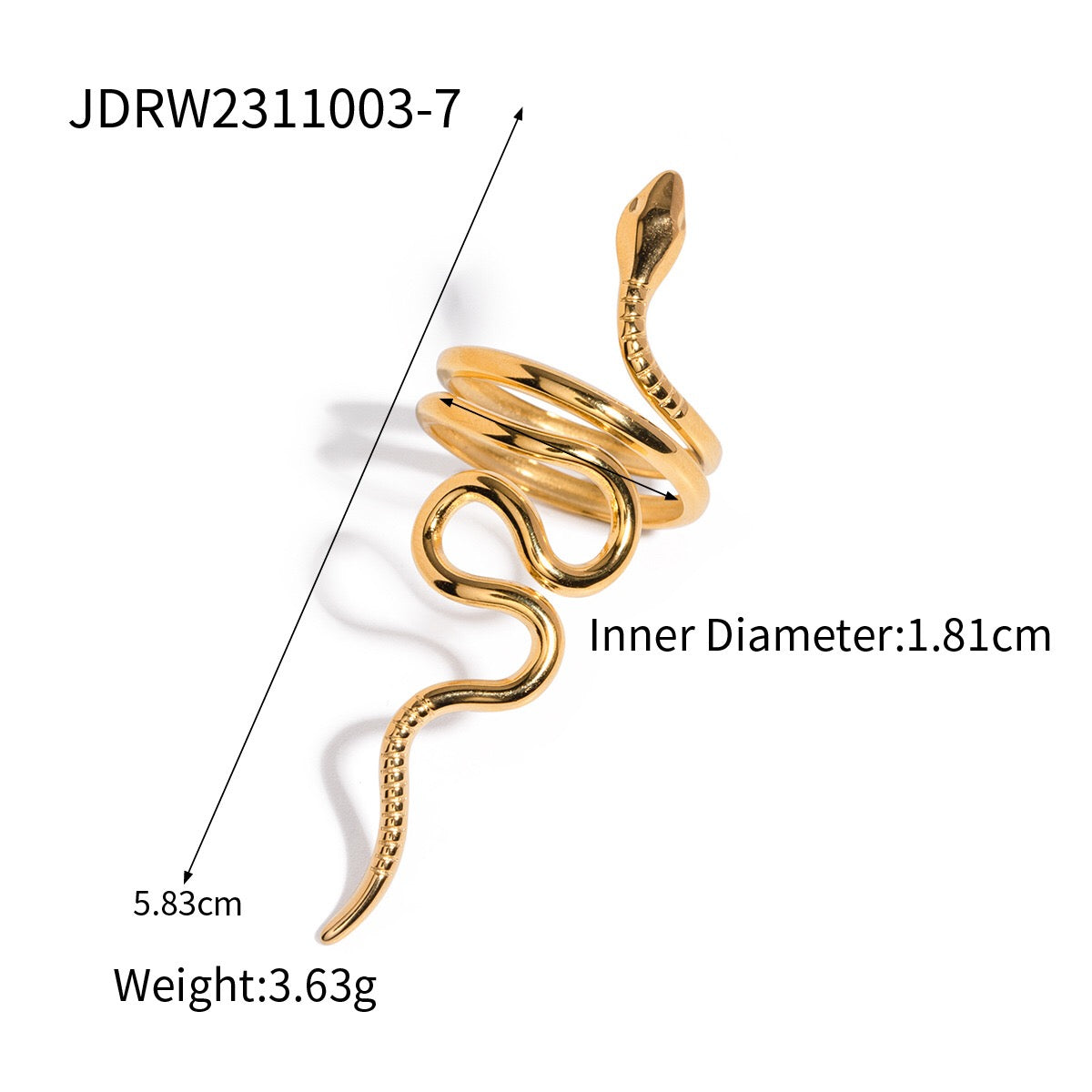 18K Gold Serpent Statement Ring