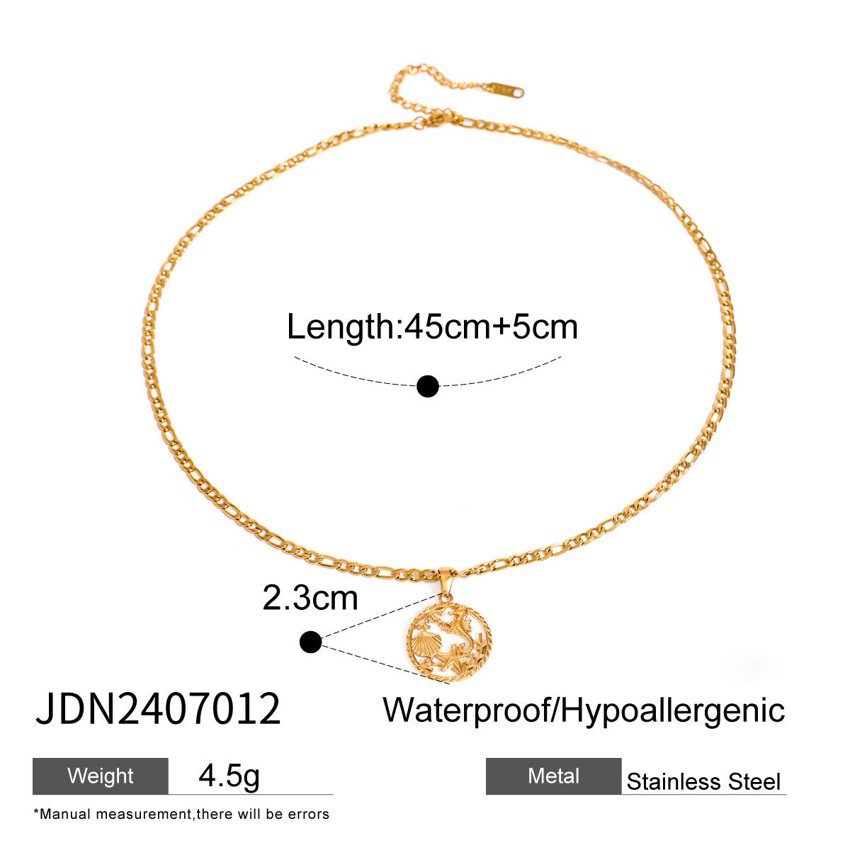 18K Gold Ocean Mythology Pendant Necklace