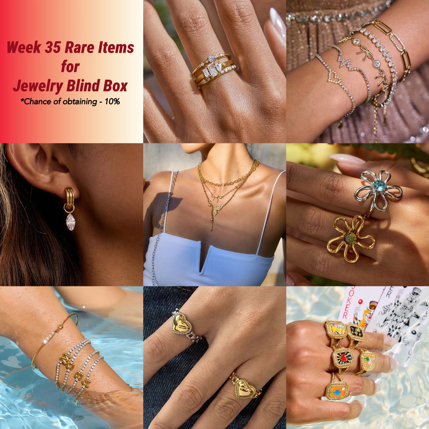 18K Gold Waterproof Tarnish Free Trendy Jewelry Blind Box