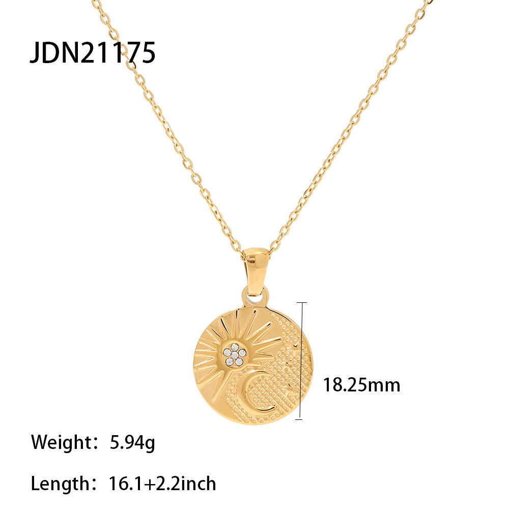 18K Gold Sun and Moon Coin Pendant Necklace