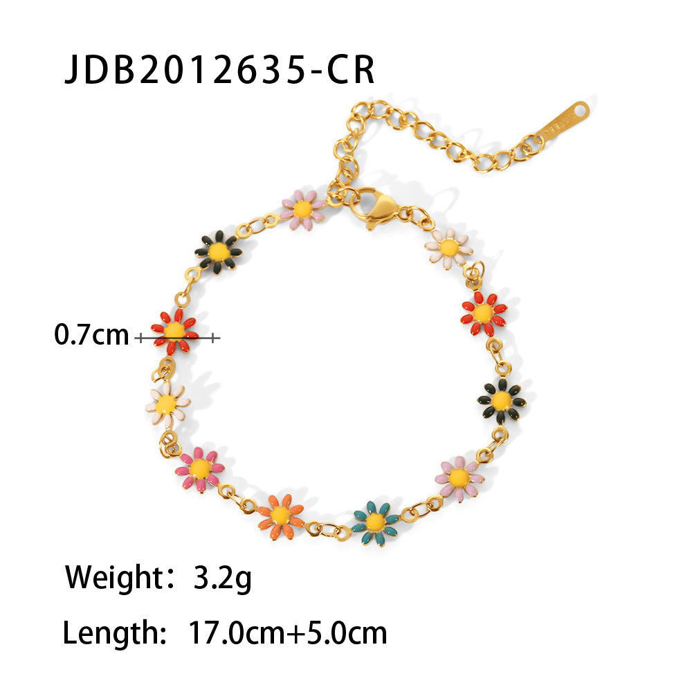 18K Gold Daisy Necklace Bracelet Set