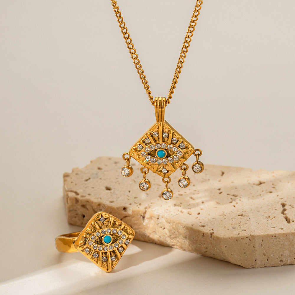 18K Gold Evil Eye Pendant Necklace