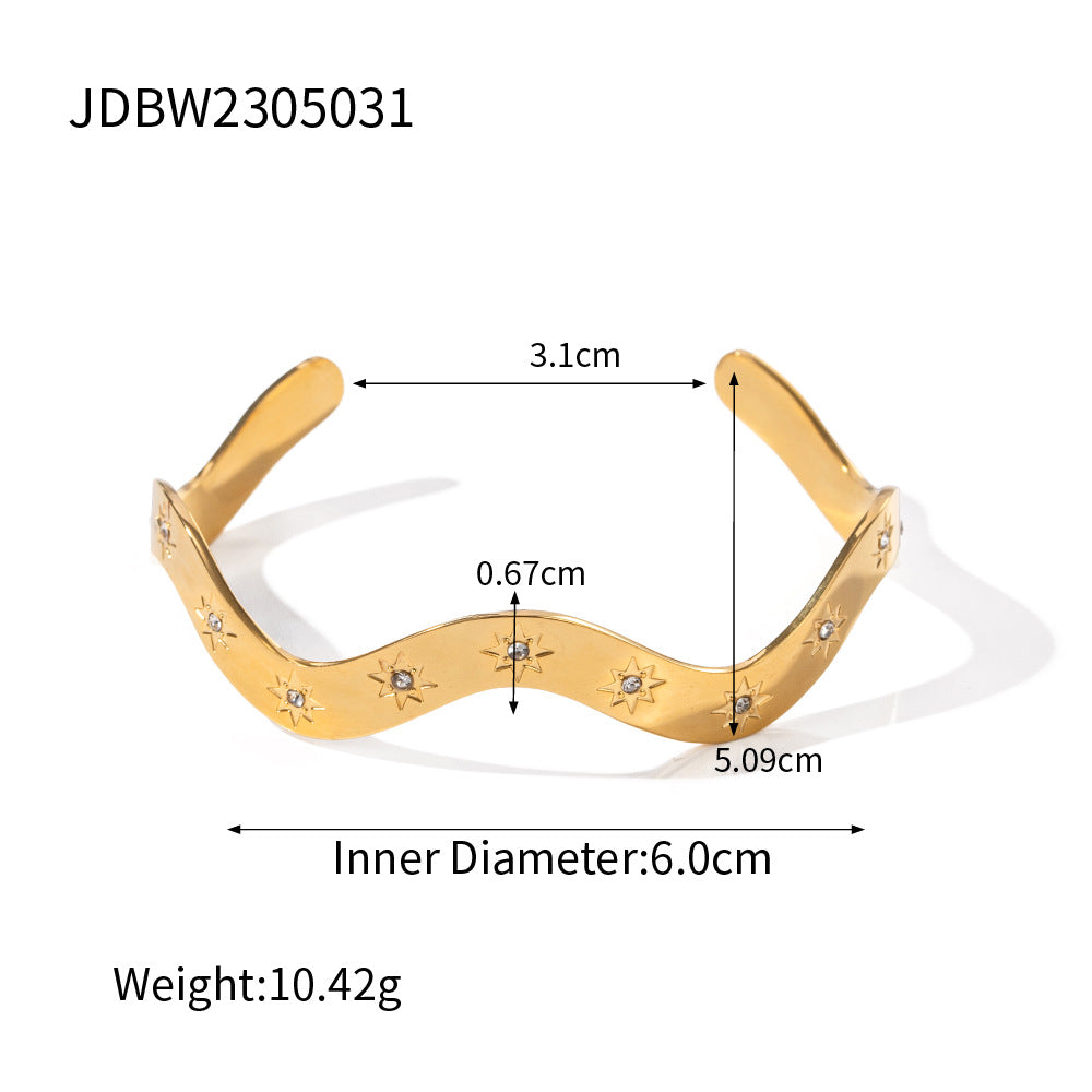 18K Gold Starry Bangle Bracelet