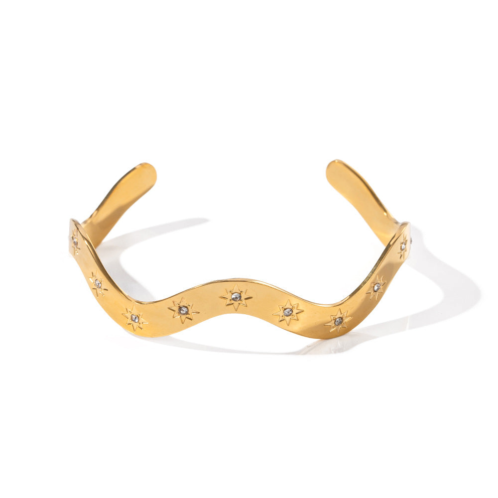 18K Gold Starry Bangle Bracelet