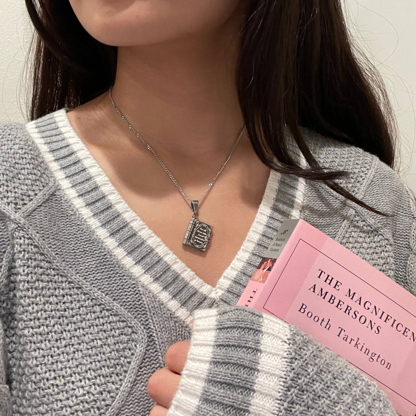 18K Gold Book Lover Pendant Necklace
