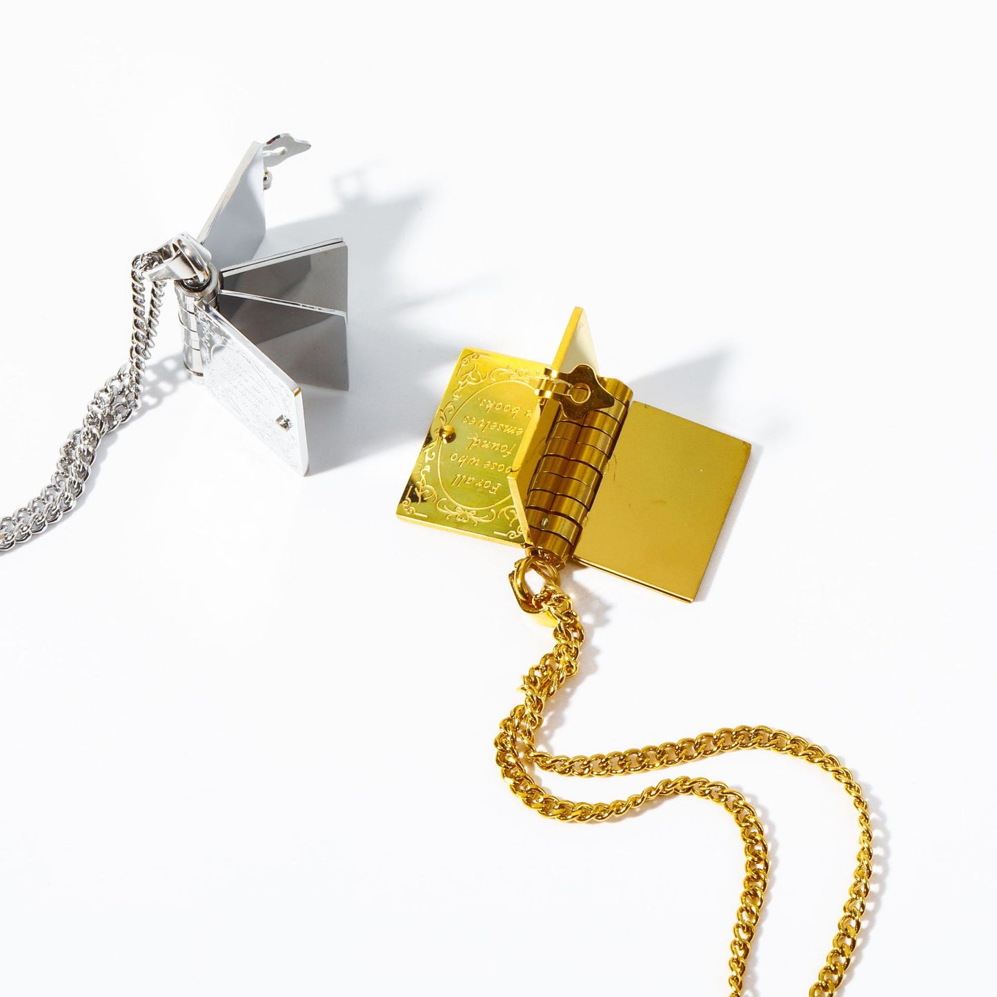 18K Gold Book Lover Pendant Necklace