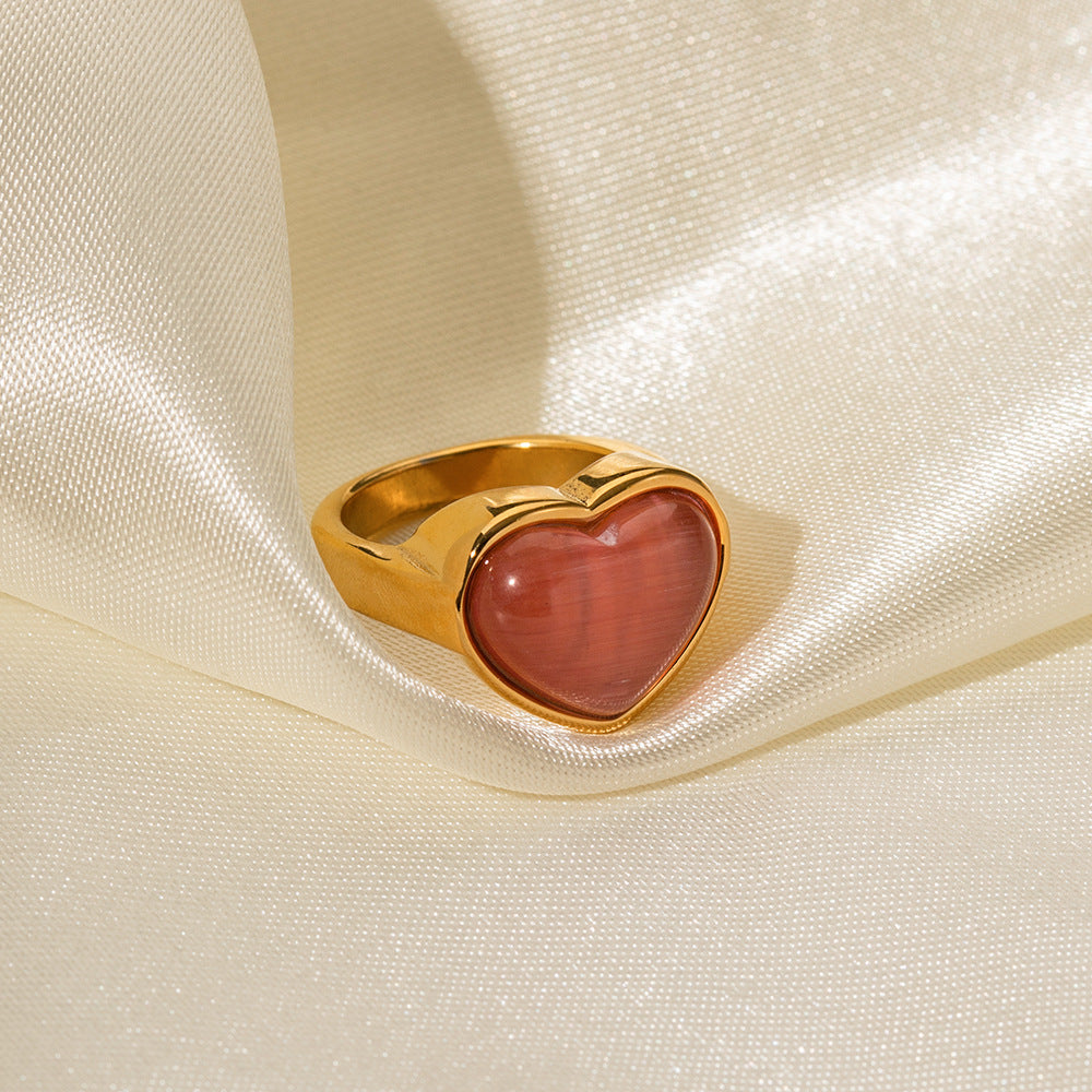 18K Pink Heart Gold Ring
