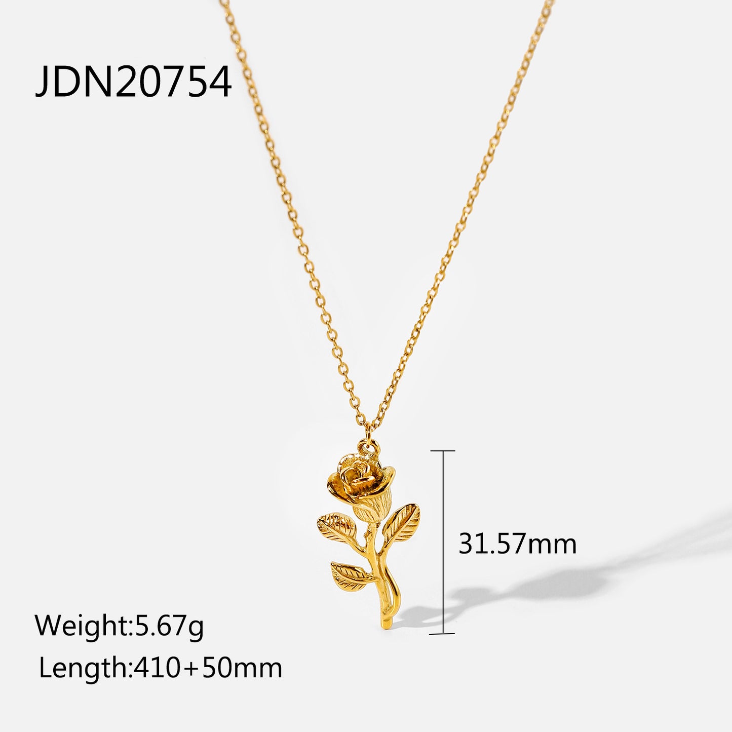 18K Gold Rose Pendant Necklace