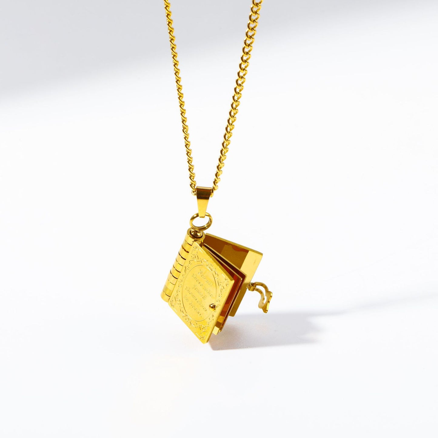 18K Gold Book Lover Pendant Necklace