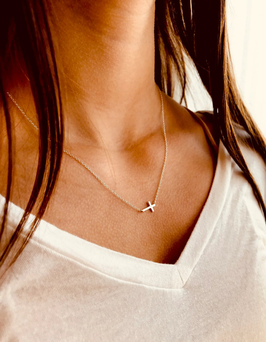 Sideways Cross on Necklace: Chic, Meaningful