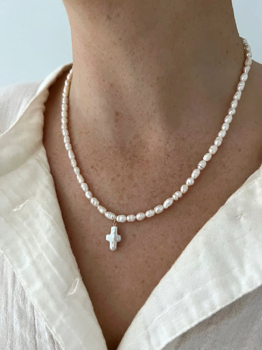 Pearl Cross Necklace: Faith in Every Sparkle