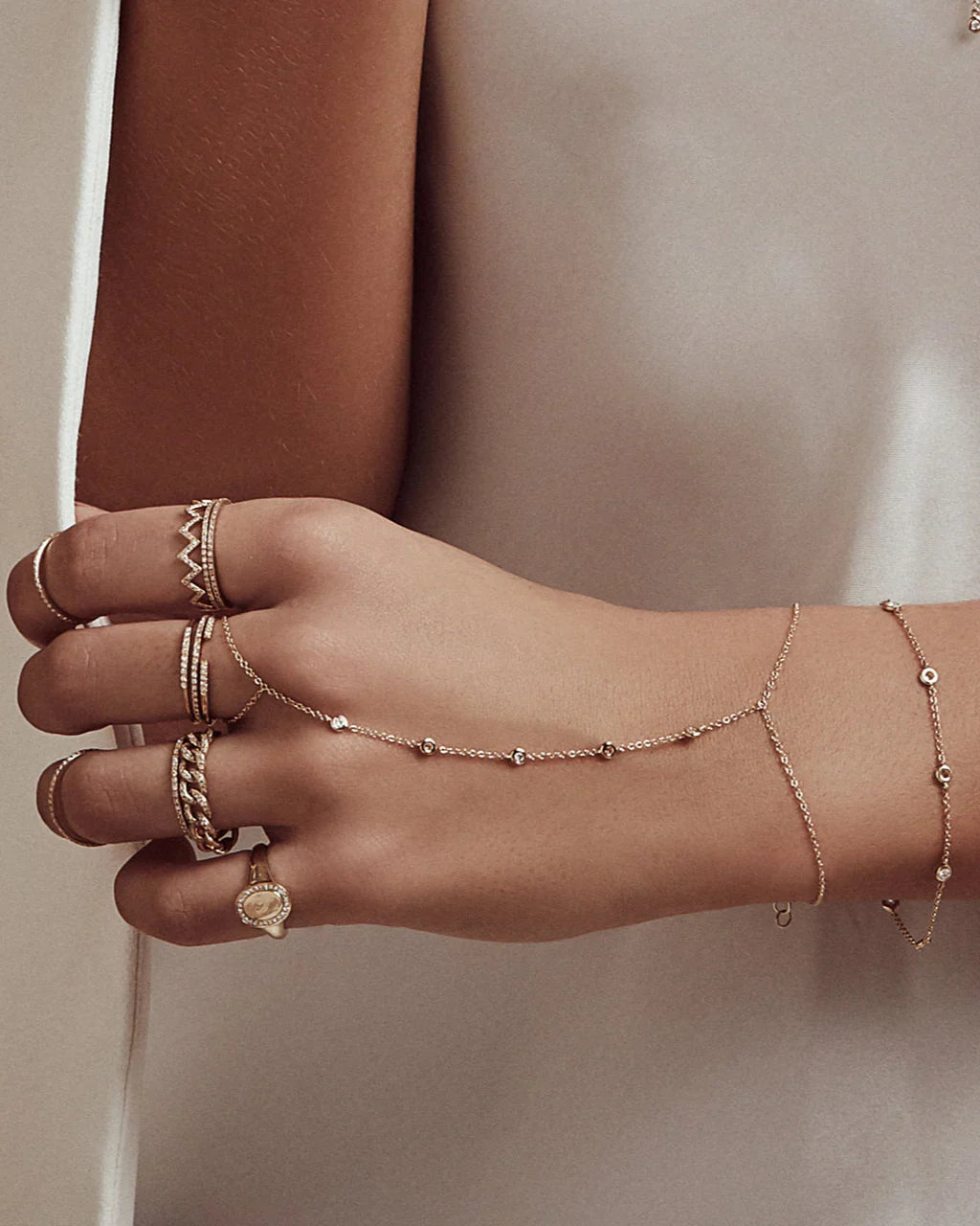 Solid Gold Hand Chain: Luxe Shine, Wrist-to-Finger Glam