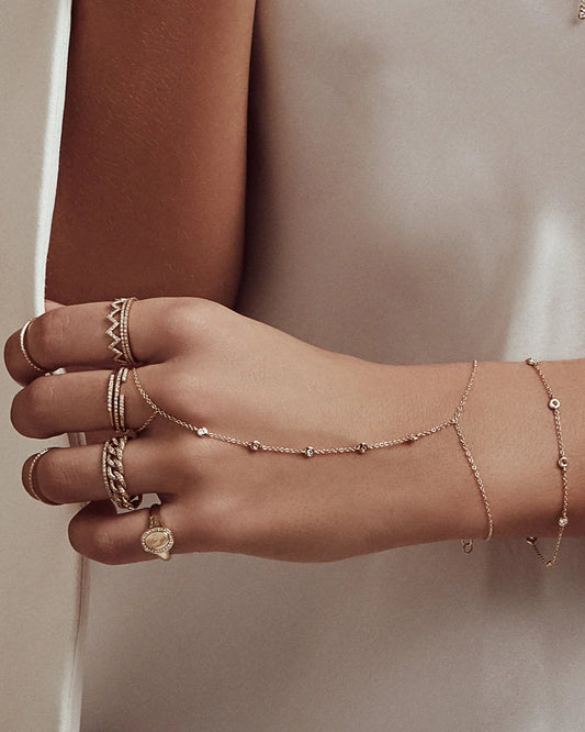 Solid Gold Hand Chain: Luxe Shine, Wrist-to-Finger Glam