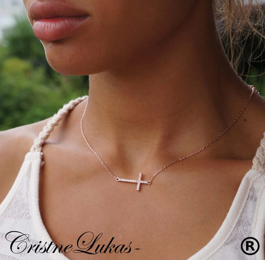 Sideways Cross Necklace: Minimalist, Meaningful