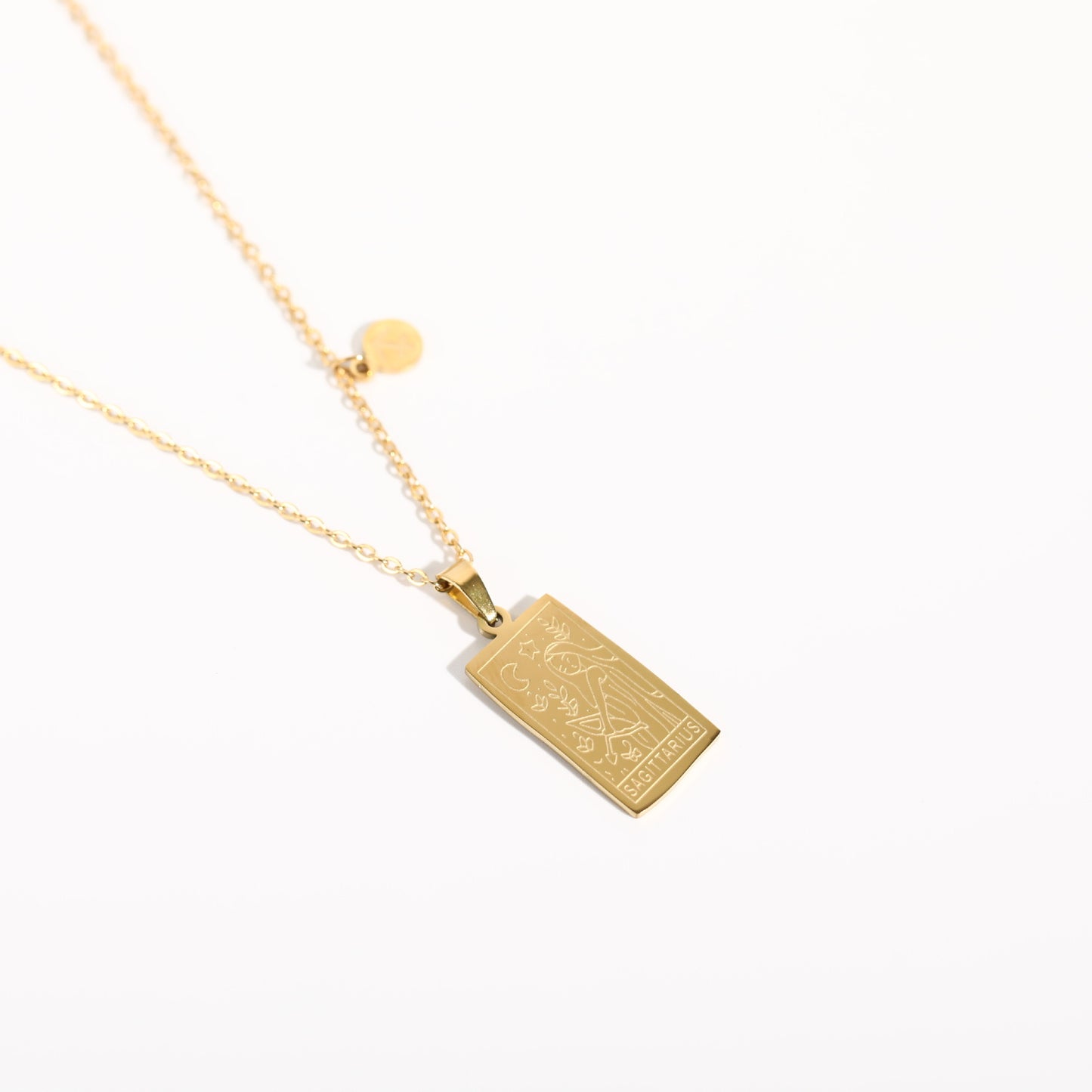 18K Gold Zodiac Plate Pendant Necklace