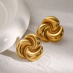 18K Gold Geometric Flower Statement Stud Earrings