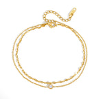 18K Gold Goddess Glow Double Chain Dainty Anklet