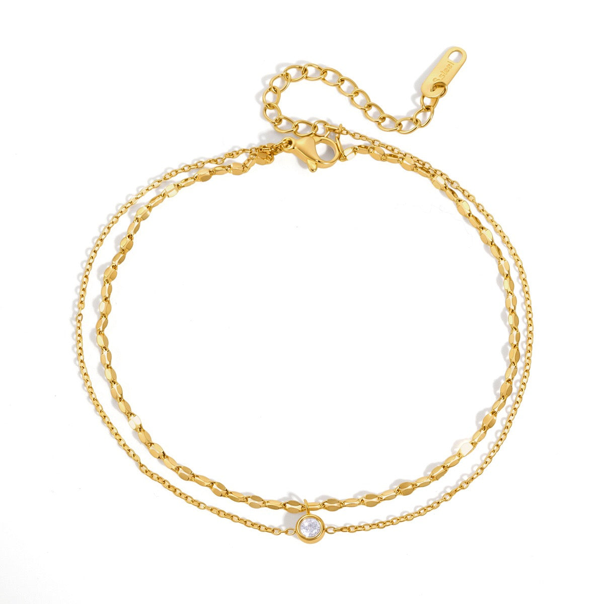 18K Gold Goddess Glow Double Chain Dainty Anklet
