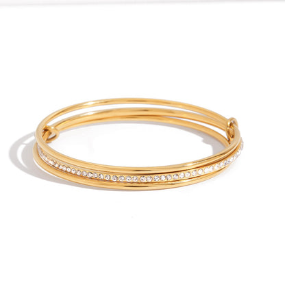 18K Gold and Silver Two Tone Spinelli Slim Bangle Bracelets Stack