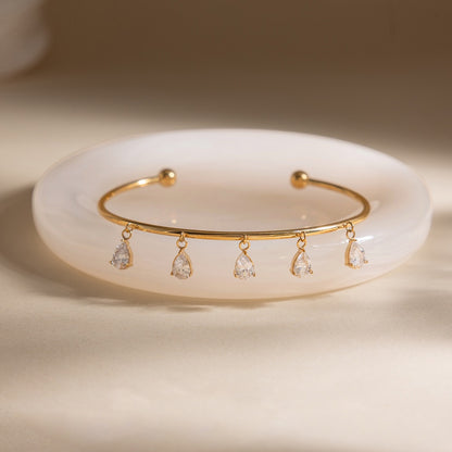 18K Gold Golden Tease Bangle Cuff Bracelet