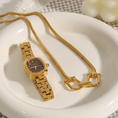 18K Gold Cuffed Pendant Statement Necklace