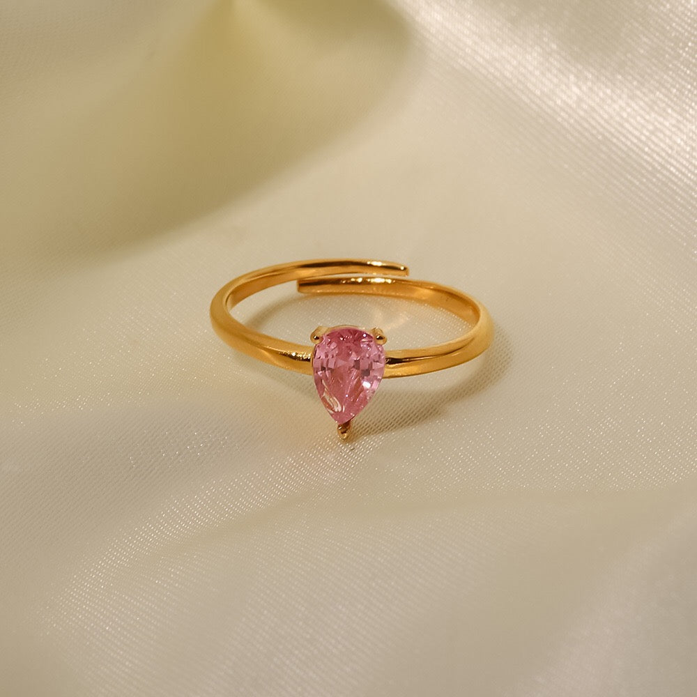 18K Gold Pink Jewel Ring