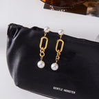 18K Gold Champagne Problems Pearl Chain Drop Dangle Earrings