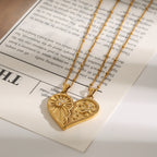 18K Gold Moon And Sun Heart Couple Necklace