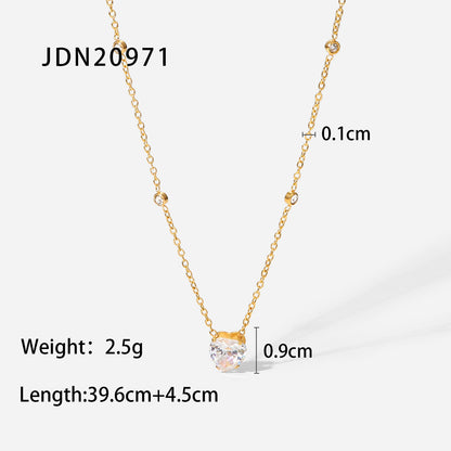 18K Gold Dainty Starry Heart CZ Pendant Necklace