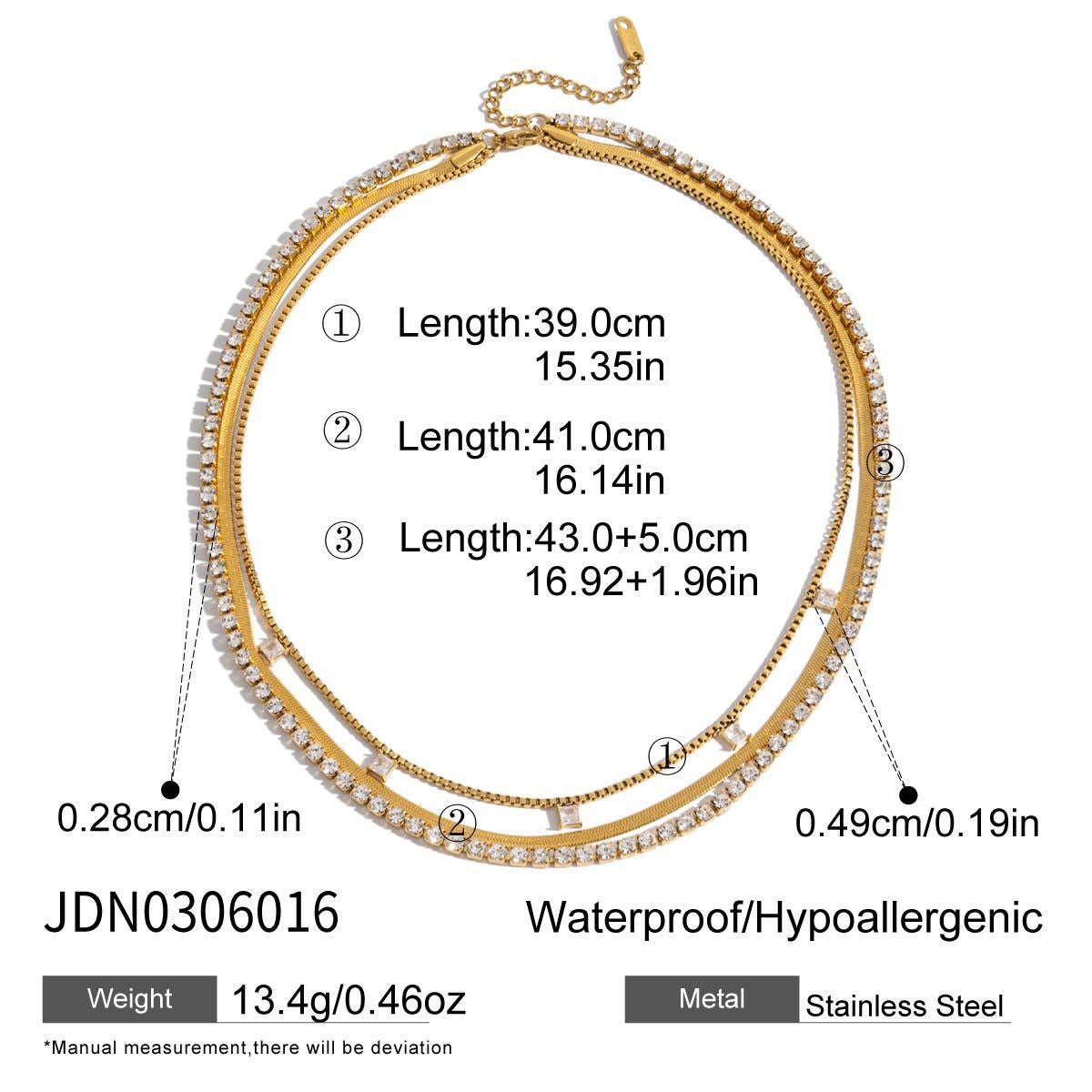 18K Gold Lavish Tennis Herringbone Snake Chain Dainty Layered Necklace Set