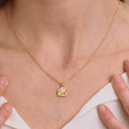 18K Gold Written in Love Bling Heart Pendant Dainty Necklace