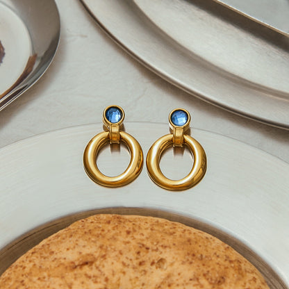 18K Gold Modern Azure Geometric Statement Stud Earrings
