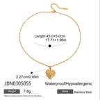 18K Gold Heart Signal Pendant Layered Necklace Set