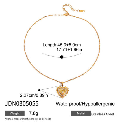 18K Gold Heart Signal Pendant Layered Necklace Set