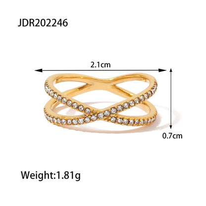 18K Gold Cross Stacking Ring