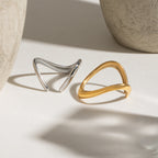 18K Gold Silm Chic Stacking Silver Ring