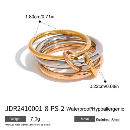 18K Gold and Silver Mixed Metal Multi Layers Spinelli Stacking Rings