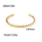 18K Gold Power Play Ribbed Cuff Bangle Paperclip Chain Bracelets Stack