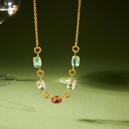 18K Gold Summer Spritz Color Gem Statement Chain Necklace